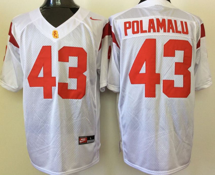 NCAA Men USC Trojans White #43  POLAMALU style 2->ncaa teams->NCAA Jersey